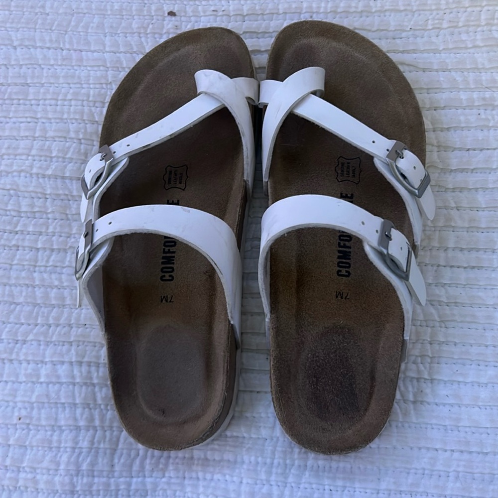 comfortaire white sandals